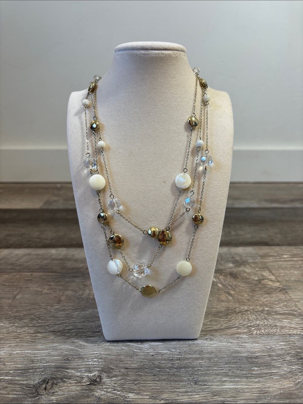 The Limited Cream and Gold Multi-Strand Beaded Necklace